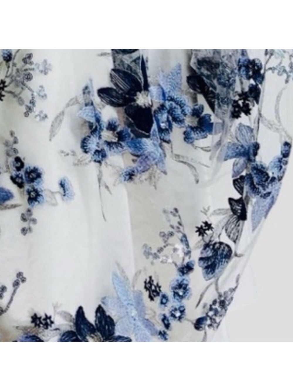 Tahari ASL‎ Embroidered Mesh Dress 8 Blue Silver Fairy Garden Prom Y2K Revival - Picture 5 of 12
